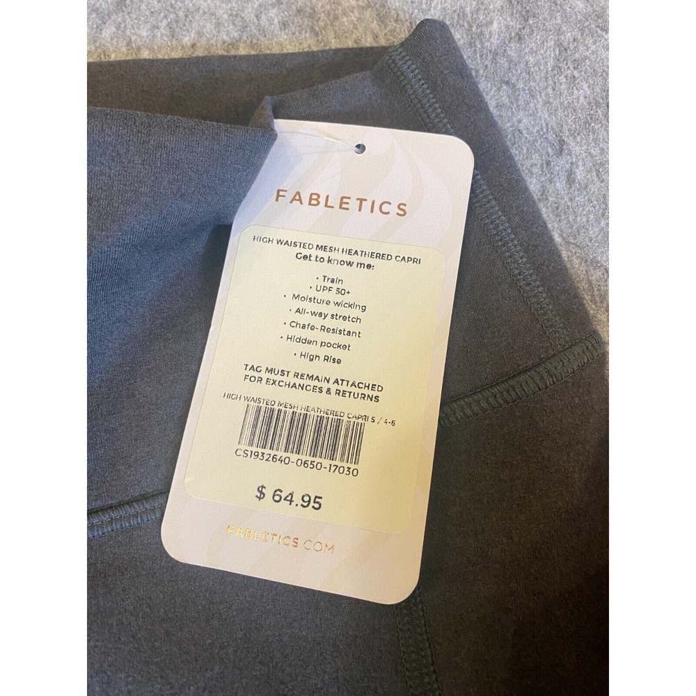 Nwt Fabletics High Waisted Mesh Heathered Capri L… - image 3